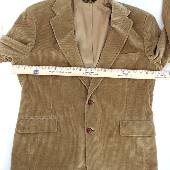 Brooks Brothers Tan Corduroy Blazer 48 Sport Coat Knot Buttons Notch Lapel Vtg - Picture 11 of 16